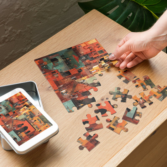 Tetrix City Layers Collage – 110-Piece Jigsaw Puzzle with Tin