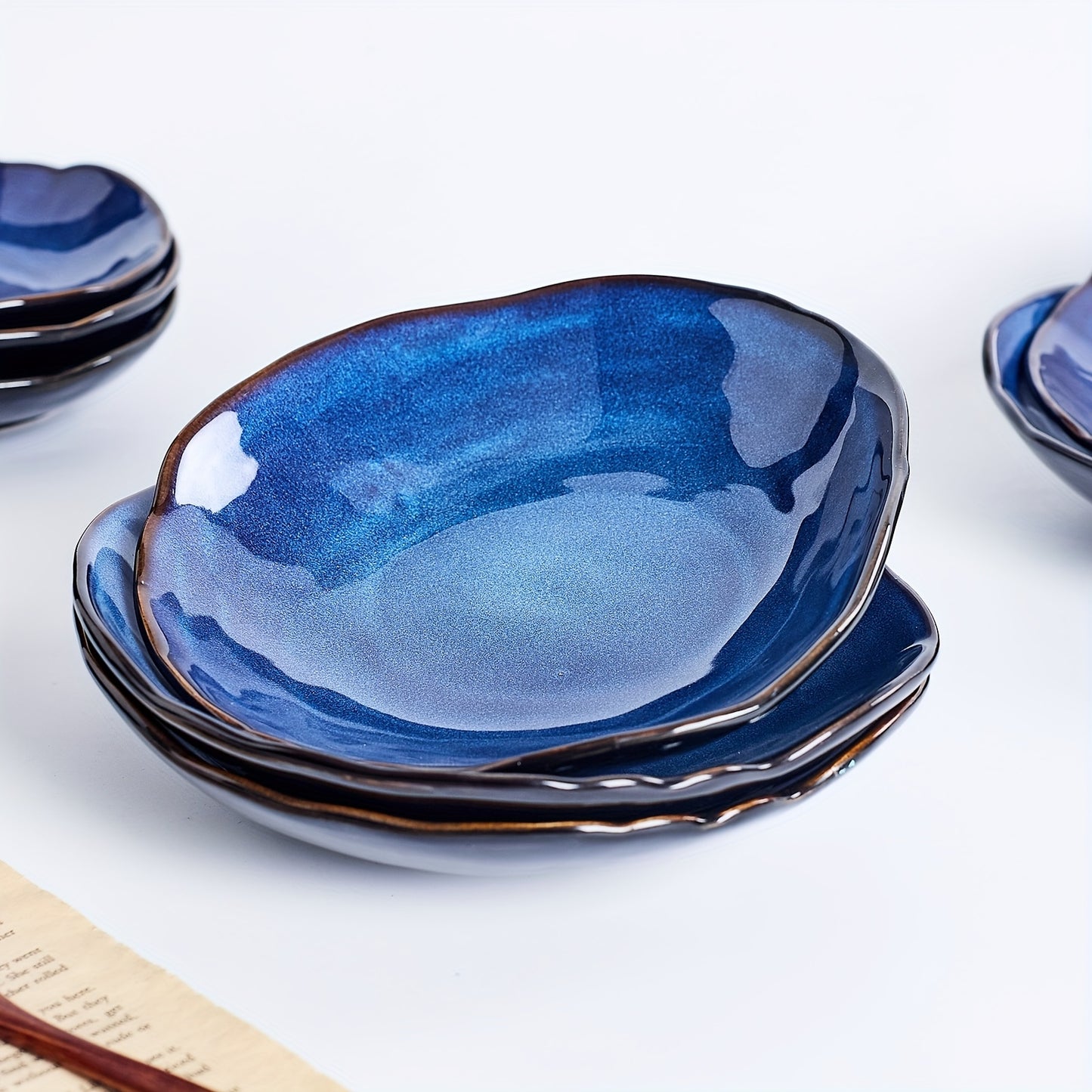 Scandinavian Irregular Ceramic Dinnerware Set (20-Piece) – Cat’s Eye Blue Tableware