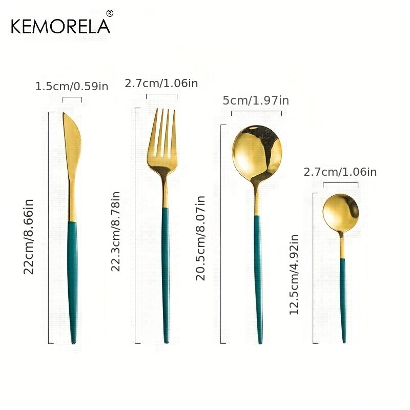 24pcs Stainless Steel Cutlery Set | KEMORELA Luxury Kitchen Cutlery Dishwasher Safe, 304 Stainless Steel