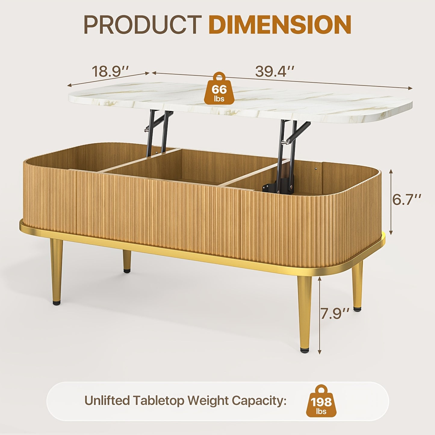 Lift-Top Coffee Table – Modern Oval Center Table with Storage (Walnut & Black)