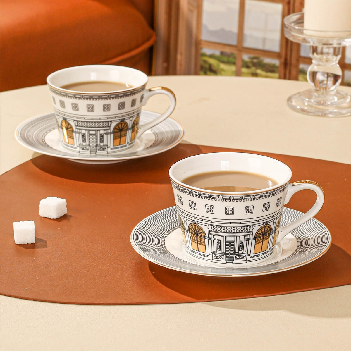 2pcs Set: 1 Cup and 1 Saucer, Ceramic Coffee Cup and Saucer for Home, Kitchen, Dining Room, Living Room, Gift, Drinking Cup, Tea Cup, Cold Drink Cup, Insulated Hot and Cold Mug, Coffee Cup with Saucer. Suitable for Tea, Coffe