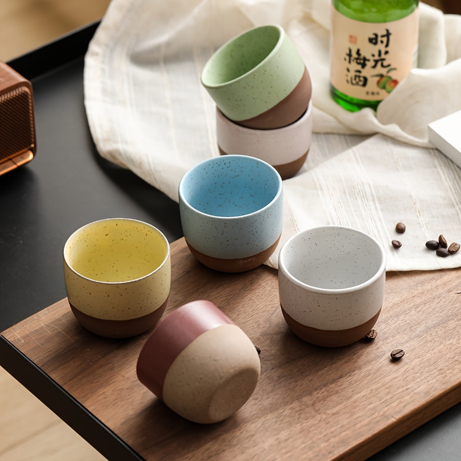 2/4pcs 6.7Oz/190Ml Stoneware Short Mug Coffee Cup, Christmas/Valentine'S Day Gift for Boyfriend/Girlfriend/Family, Suitable for Home Daily/Office/Afternoon Tea Cup, Thickened Anti-Slip Wear-Resistant Machine Washable