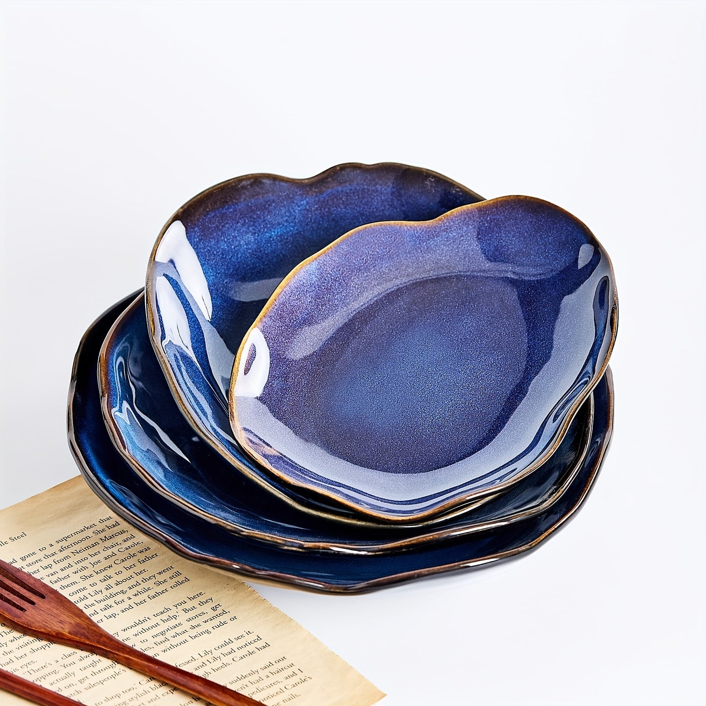 Scandinavian Irregular Ceramic Dinnerware Set (20-Piece) – Cat’s Eye Blue Tableware