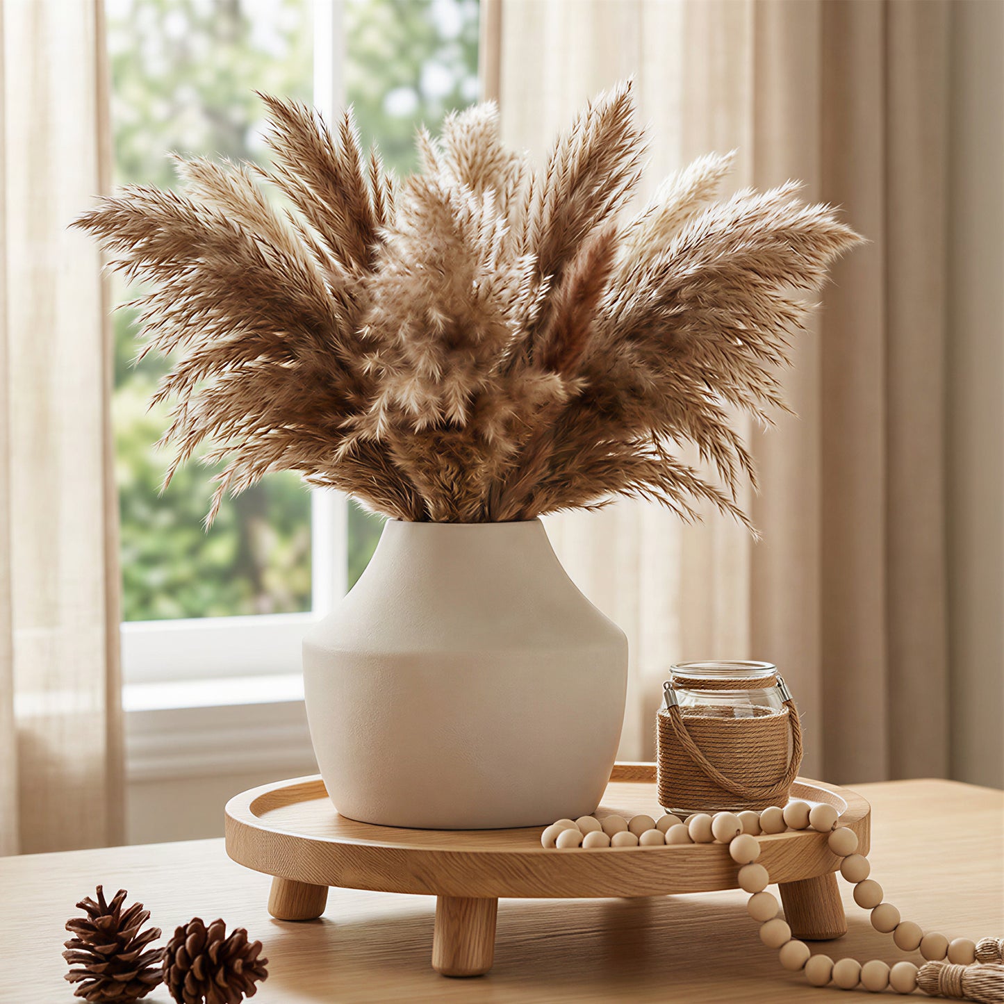 WHONLINE Ceramic Flower Vase 5.3 inch Farmhouse Rustic Vase Decorative Pottery Terracotta Vases for Home Decor Table Mantle Fireplace Living Room Bathroom Wedding Centerpiece