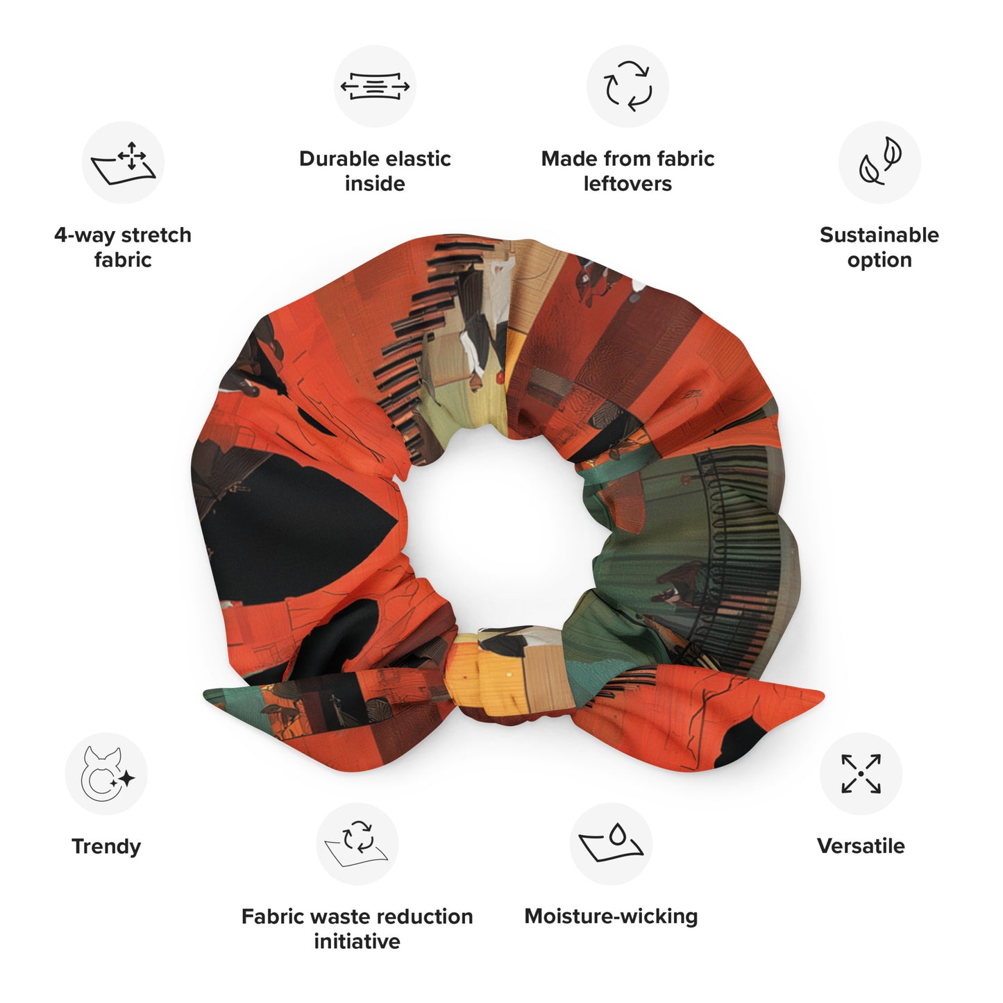 Tetrix City Layers Collage – All-Over Print Recycled Scrunchie