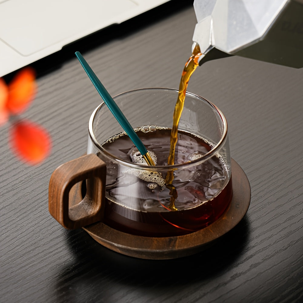 Hot Selling New American Style Coffee Cup Set, High-Quality Transparent Borosilicate Glass Latte Mug, Niche High-End Aesthetic