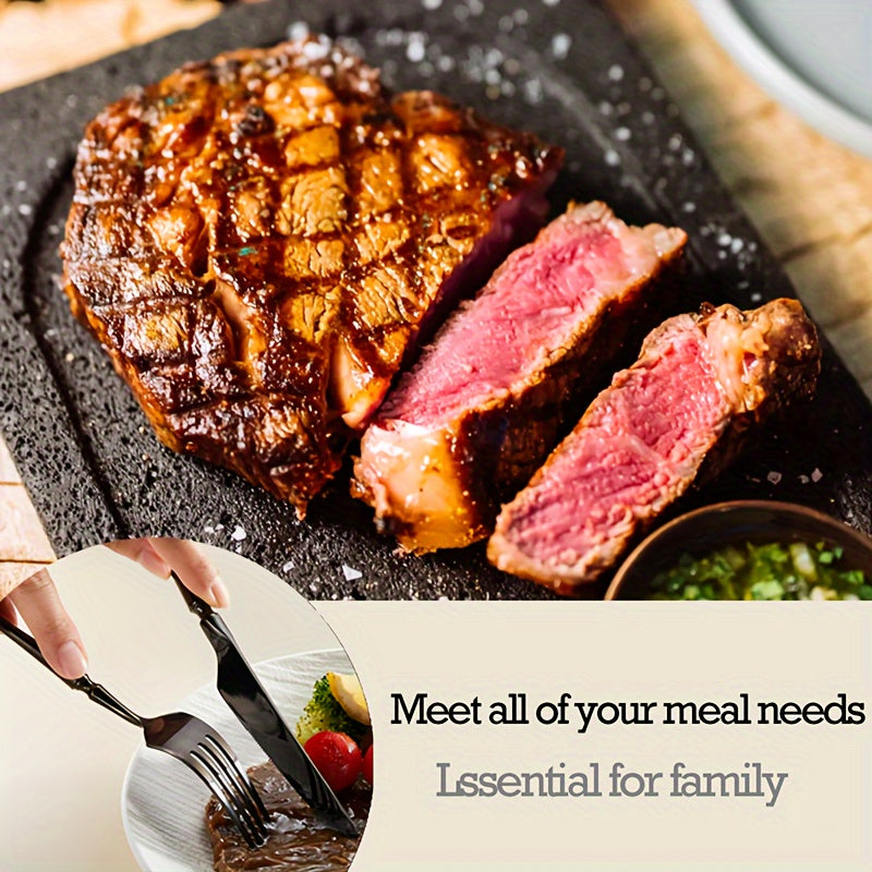 20pcs Silverware Set, Stainless Steel Flatware Utensils Cutlery Set Including Steak Knife Fork And Spoon, Dishwasher Safe (black)