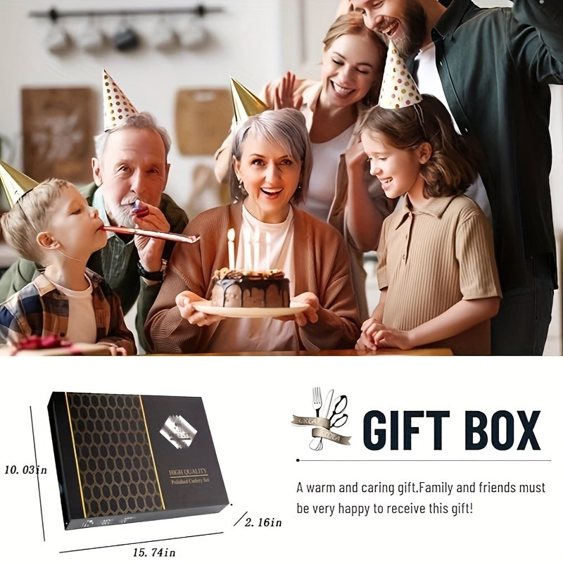 Black Silverware Set, 6-person Stainless Steel Cutlery Set, Kitchen Dining Gift Set Including Knife, Fork, And Spoon, Suitable For Home, Weddings, And Restaurants.