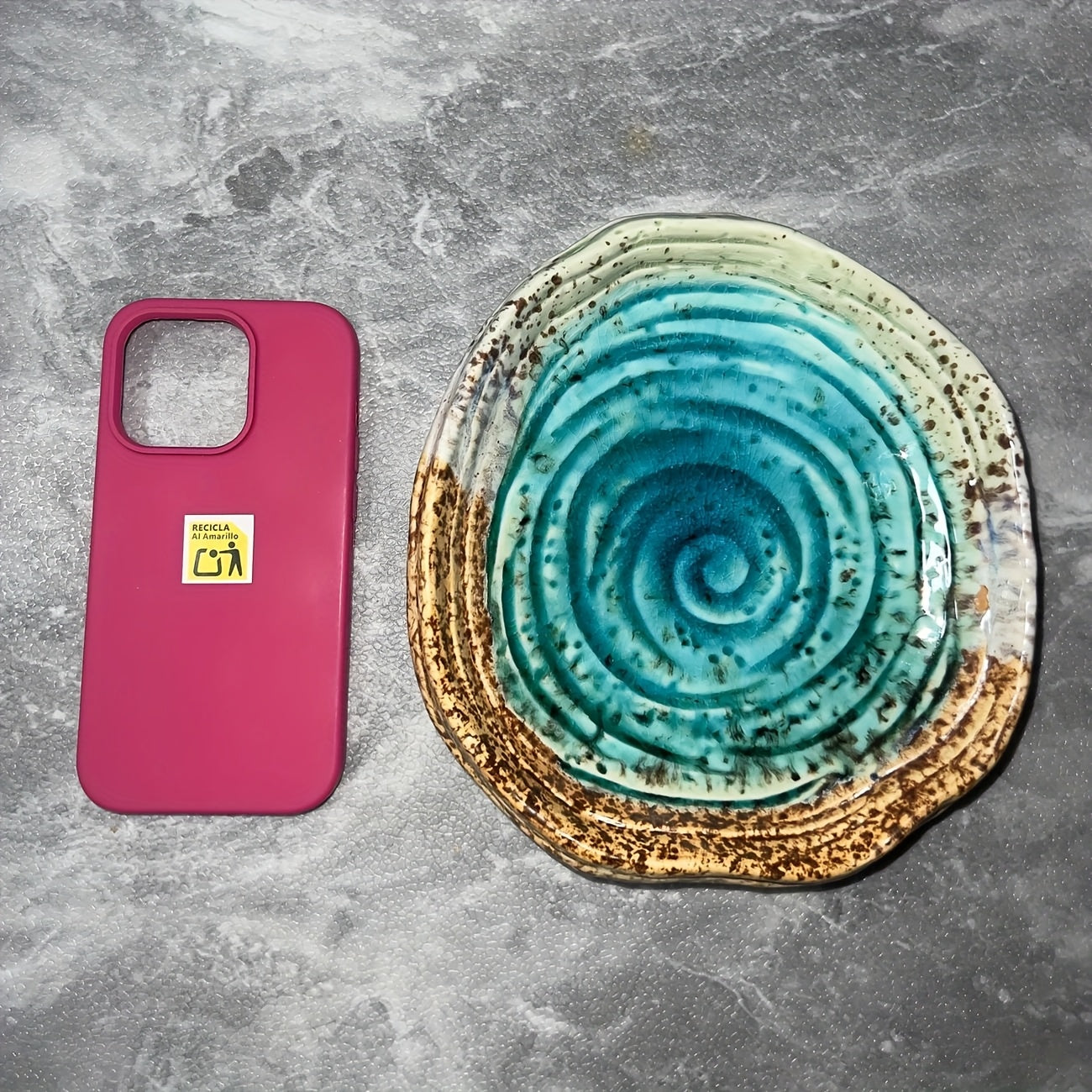 Handmade Irregular Ceramic Plate Set (2-Piece, 7") – Spiral Texture Serving Plates