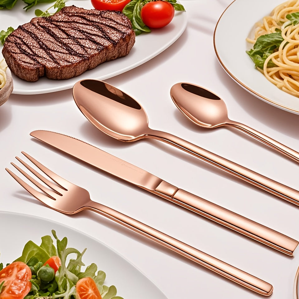 24/48/72pcs Stainless Steel Flatware Set - Knife Fork Spoon, Rust-Resistant & Durable, Ideal for Restaurant, Catering, Gift, Hotel Tableware Wholesale-Halloween Thanksgiving Day Christmas