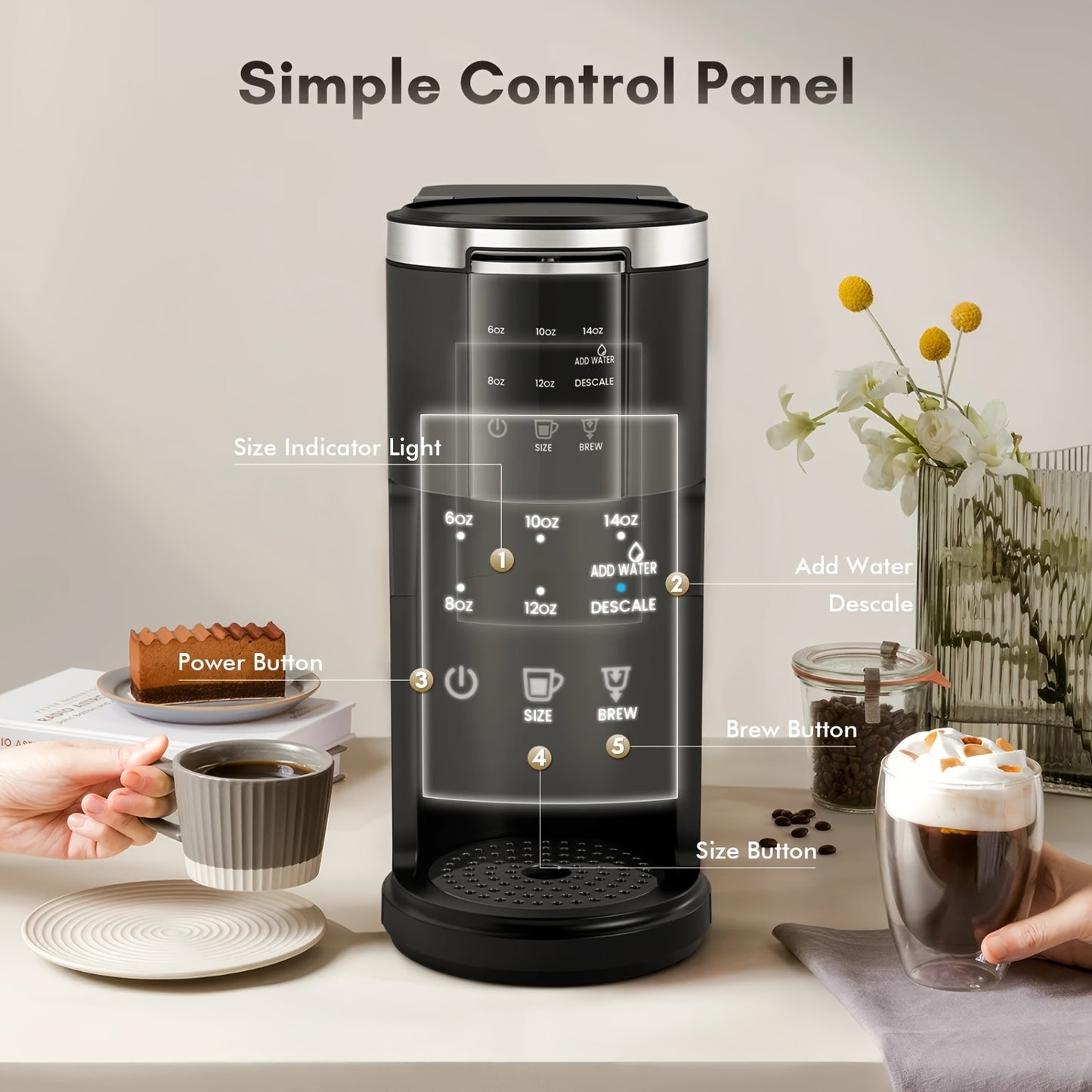 Coffee Maker, Drip Coffee Machine, 14-Cup/5-Cup Glass Carafe, 24 Hours Programmable Coffee Brewer, Keep Warm, Washable Filter, Stainless Steel, Silver/Black