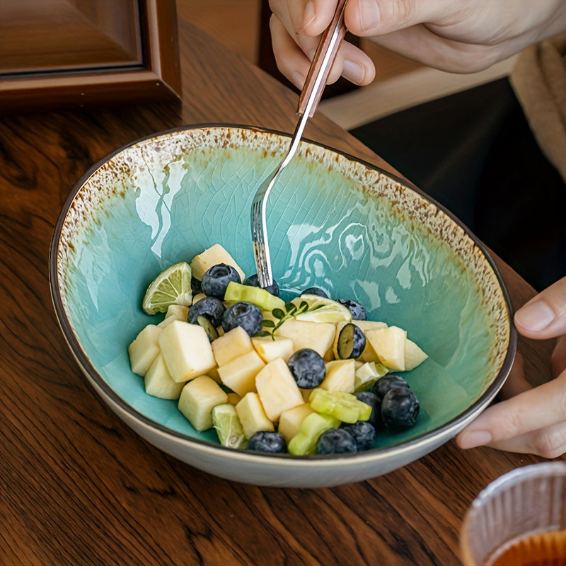 Ice Crack Glaze Ceramic Bowl (8") – Scratch-Resistant Ramen & Pasta Bowl
