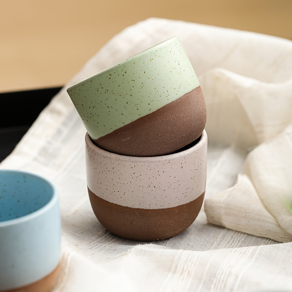 2/4pcs 6.7Oz/190Ml Stoneware Short Mug Coffee Cup, Christmas/Valentine'S Day Gift for Boyfriend/Girlfriend/Family, Suitable for Home Daily/Office/Afternoon Tea Cup, Thickened Anti-Slip Wear-Resistant Machine Washable