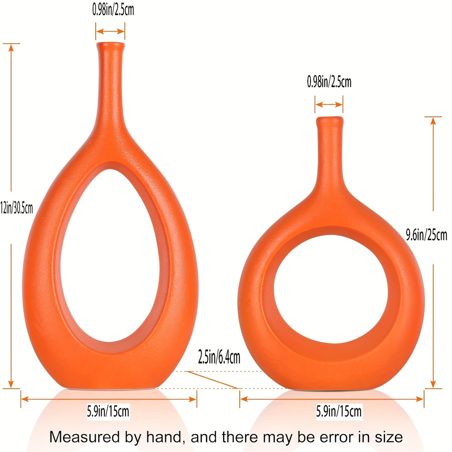 Set of 2 Ceramic Vases for Home Decor, Perfect for Flowers, Weddings, and Centerpieces - Ideal for Living Room, Kitchen, Bathroom, and Office Tables