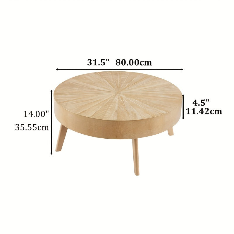 Solid Wood Coffee Table Set of 2 – Round Nesting Living Room Tables