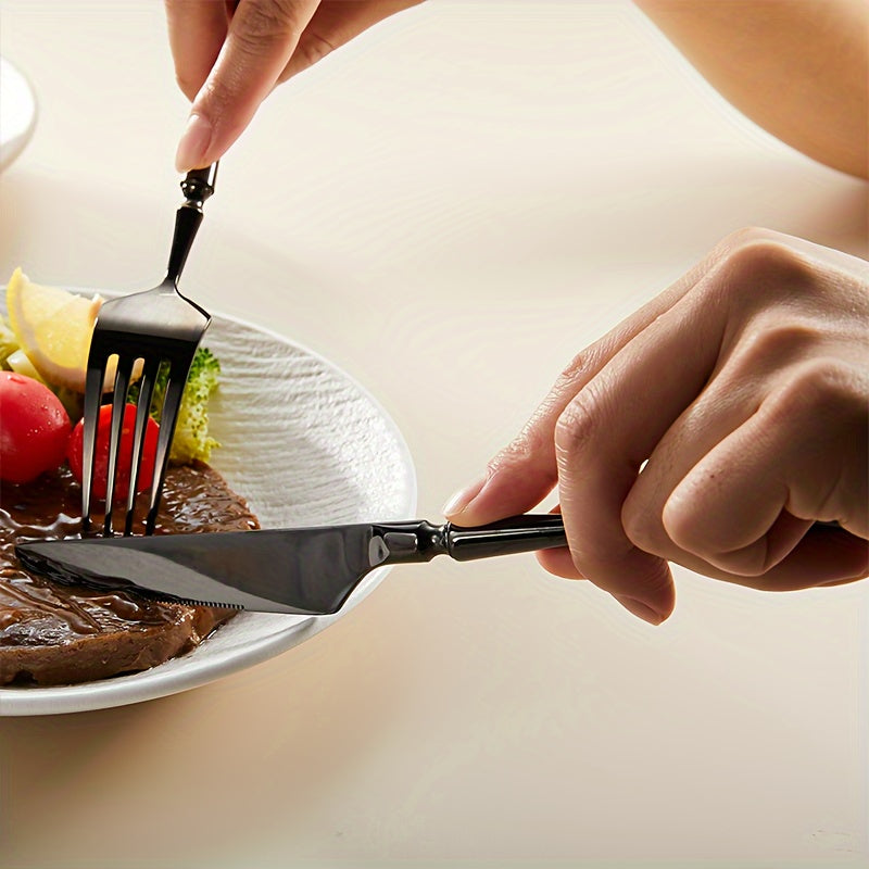 20pcs Silverware Set, Stainless Steel Flatware Utensils Cutlery Set Including Steak Knife Fork And Spoon, Dishwasher Safe (black)