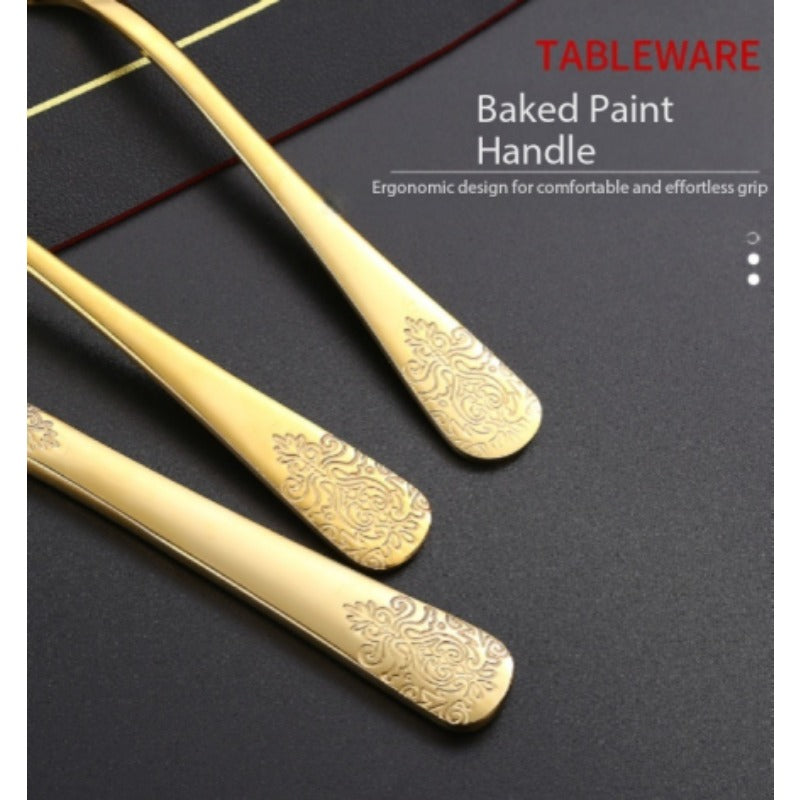 Stainless Steel Western Tableware | Four Main Pieces Steak Knife, Fork, Spoon Thickened Gift Set - 304 Stainless Steel