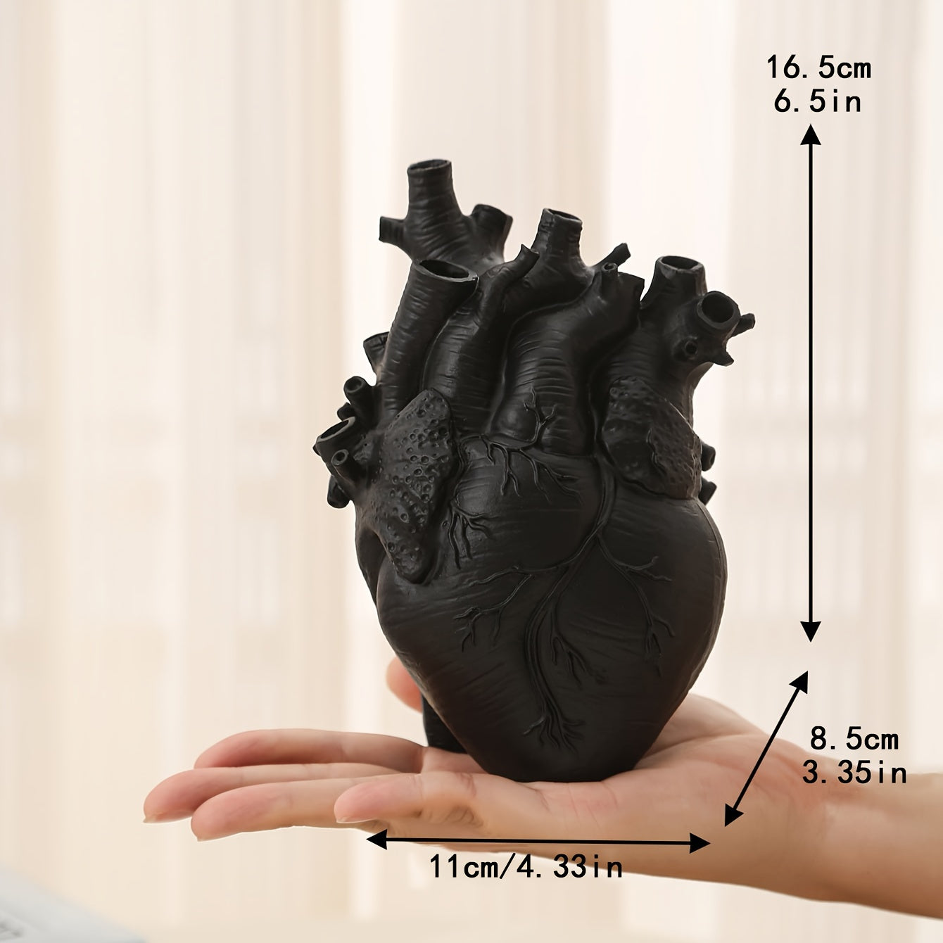 1pc Heart-shaped Resin Ornaments for Desktops and Living Rooms, Including Flower Vases and Dried Flower Arrangements
