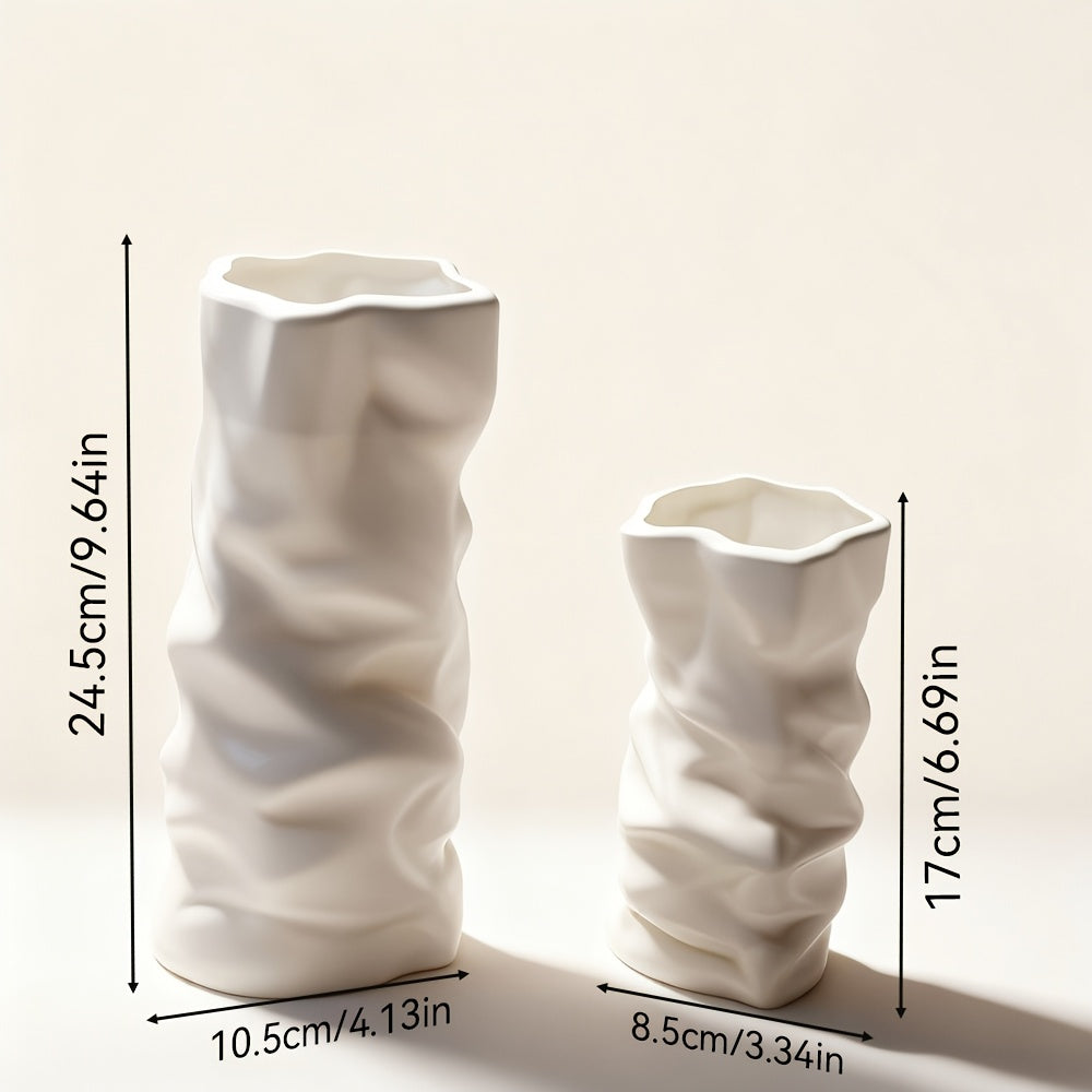 [Boho Bud Vase] Lightweight Shatterproof Large Round Plastic Bud Vase | Ceramic-Like Texture for Boho Style Home Decor, Ideal for Living Room, Dining Table, and Bedroom