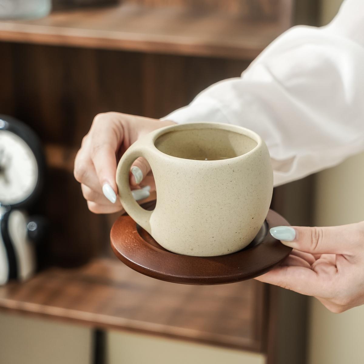 A Set of Ceramic Coffee Cups And Saucers for Home Use, Suitable for The Kitchen, Dining Room, And Living Room. Perfect As a Gift for Drinking Water, Tea, Cold Beverages, And Includes Insulated Mugs for Coffee, Milk, And Fruit