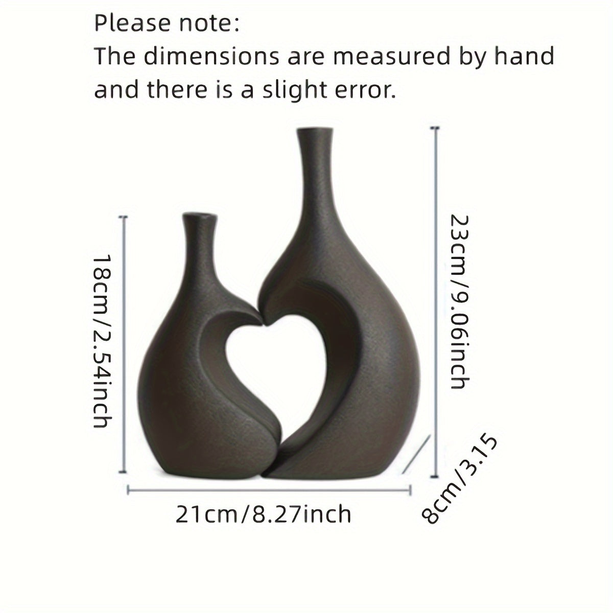 2pcs Flower Vases, Heart-shaped Connected Vases, Spring Summer Home Table Decor, Living Room Bedroom Display Cabinet Shop High-value Ornament, Gift For Relatives Friends