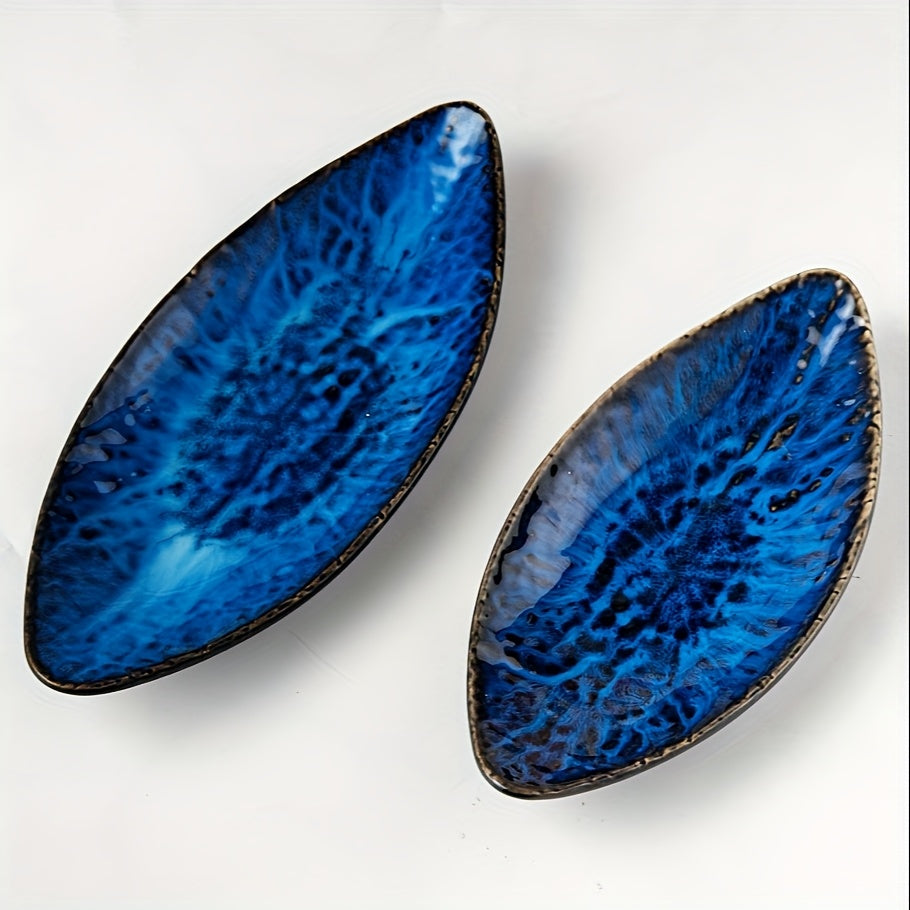 Japanese Navy Blue Ceramic Plate (1 Piece) – Scratch-Resistant Sushi & Dessert Dish