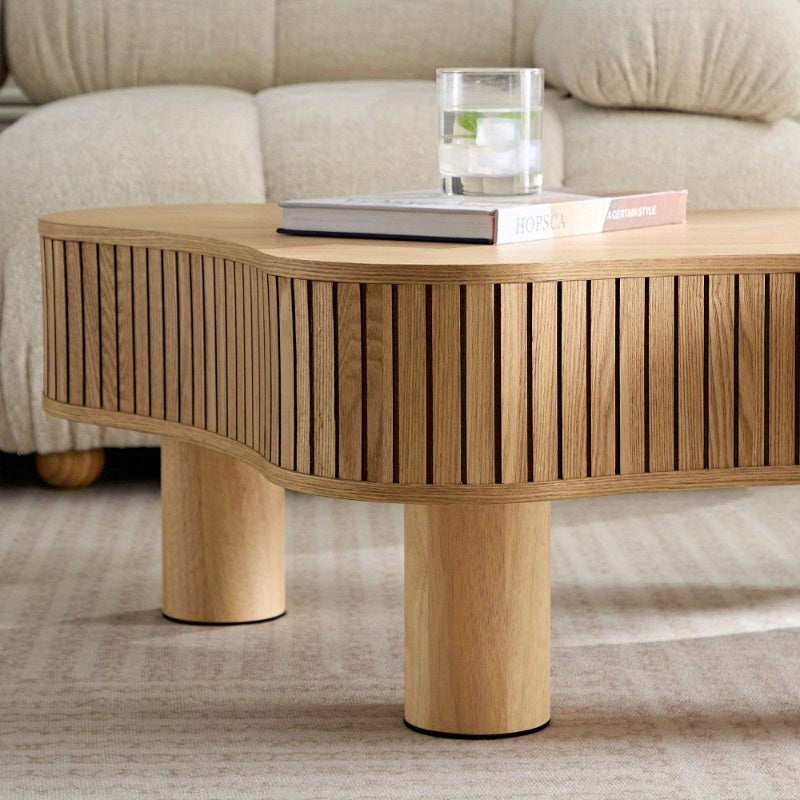 Modern Drum Coffee Table – Handcrafted Irregular Pedestal Center Table