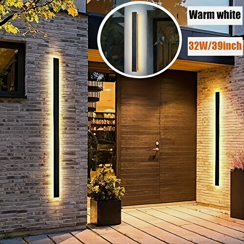 1pc Modern Garden Pattern Wall Lamp, Waterproof Long Wall Lamp Outdoor, Simple High-end Wall Lamp, Lamps Can Be Used For Outdoor Corridors, Balconies, Courtyards, Aisles, Exterior Walls, Staircase Lights