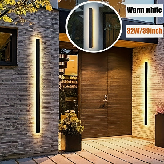 1pc Modern Garden Pattern Wall Lamp, Waterproof Long Wall Lamp Outdoor, Simple High-end Wall Lamp, Lamps Can Be Used For Outdoor Corridors, Balconies, Courtyards, Aisles, Exterior Walls, Staircase Lights