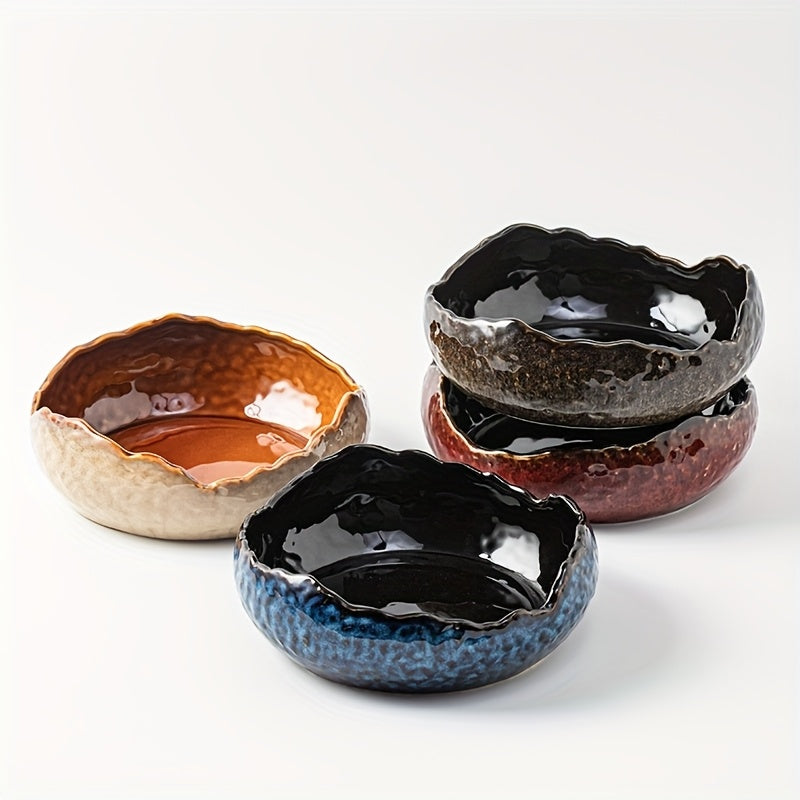 Irregular Kiln-Fired Ceramic Plate Set (2-Piece) – 8" Dinner Plate & 4" Dessert Plate