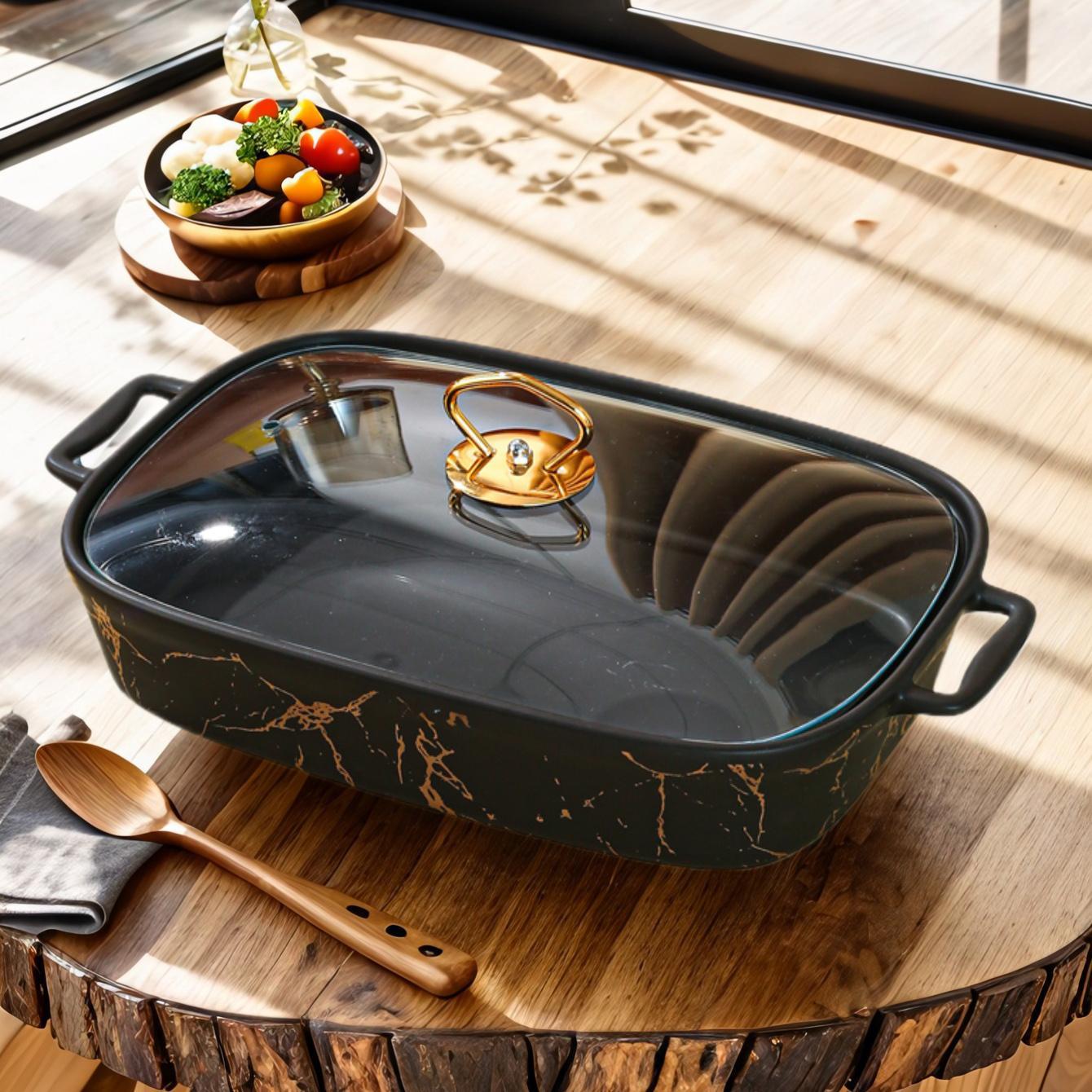 [Ceramic Cooking & Serving Set (1 Set) – Oven-to-Table Baking Pan & Serving Dish