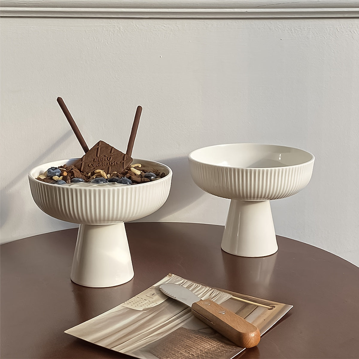 Handcrafted Ceramic Yogurt Bowl (1 Piece) – High-Leg Dessert & Breakfast Cup