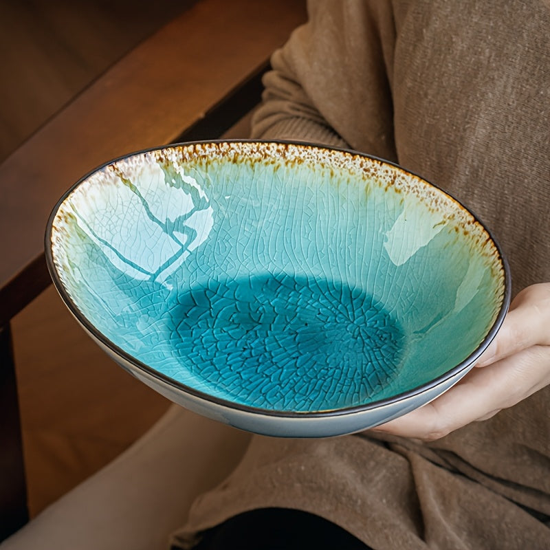 Ice Crack Glaze Ceramic Bowl (8") – Scratch-Resistant Ramen & Pasta Bowl