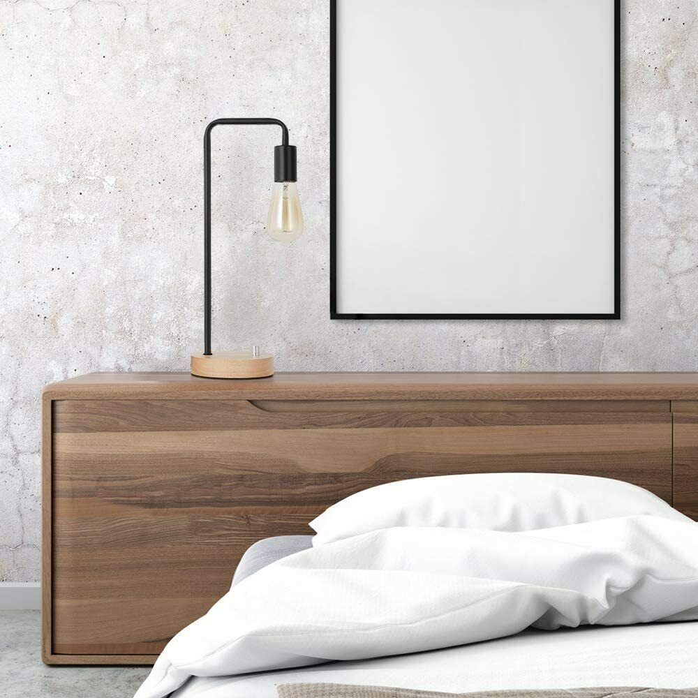 Set of 2 Edison Table Lamp, Industrial Bedside Lamps, Wood Desk Lamp Pairs for nightstand Dressers Coffee Table Study Desk in Bedroom, Guest Room