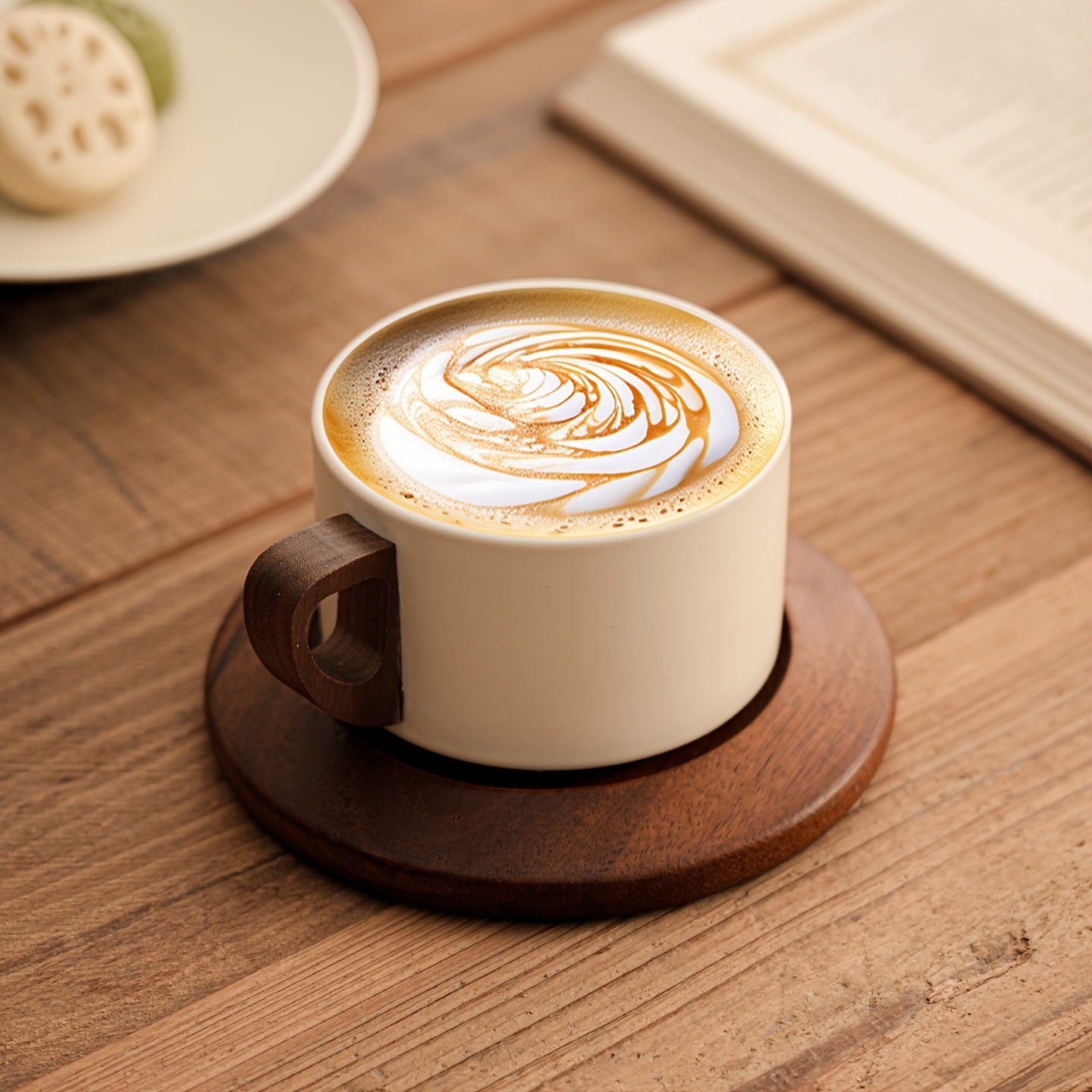 1 Set 250ml Milky White Ceramic Coffee Cup and Saucer Set/Classic Straight Design/Heat-Resistant Handmade Coffee Cup/Mug/Latte Art Cup/Suitable for Coffee Art/Tea Cup/for Home/Cafes/Gifting