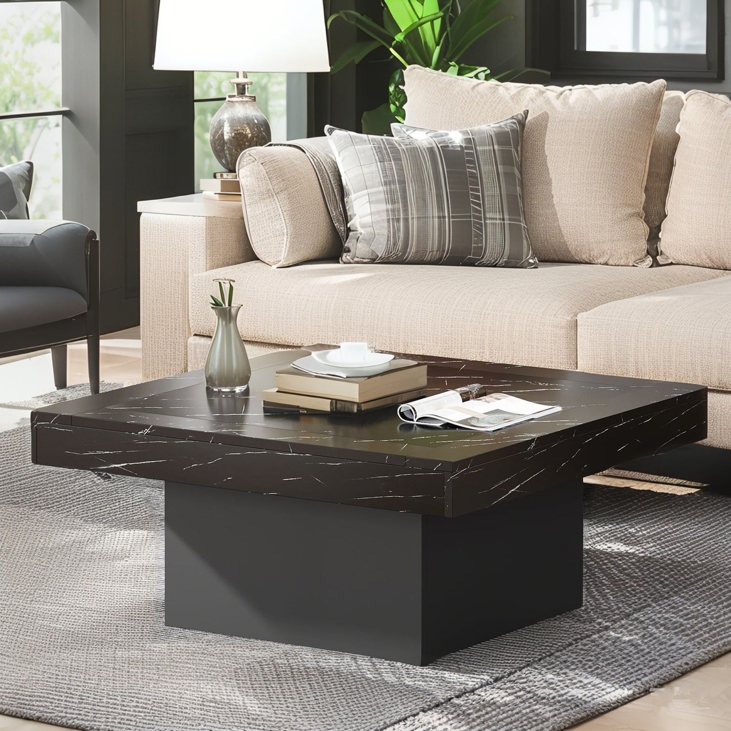 35” Wooden Center Coffee Table – Modern Living Room & Home Office Table