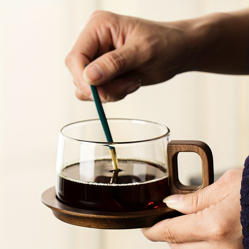 Hot Selling New American Style Coffee Cup Set, High-Quality Transparent Borosilicate Glass Latte Mug, Niche High-End Aesthetic