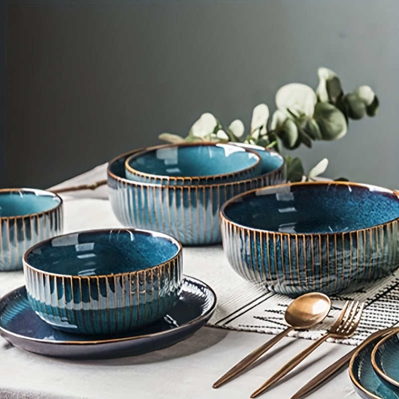 Blue Ceramic Pasta Bowl Set (2-Piece, 26oz, 6") – Microwave & Dishwasher Safe