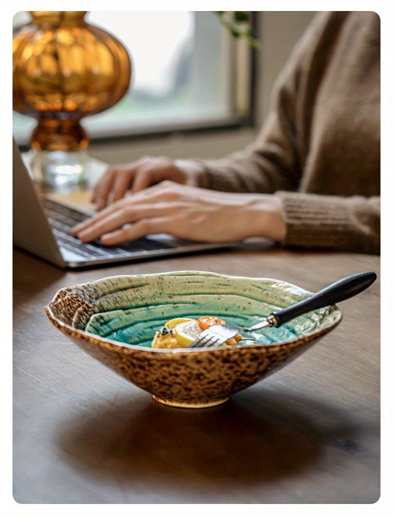 Ice Crack Glaze Ceramic Bowl Set (2-Piece, 8") – Special-Shaped Serving Bowls