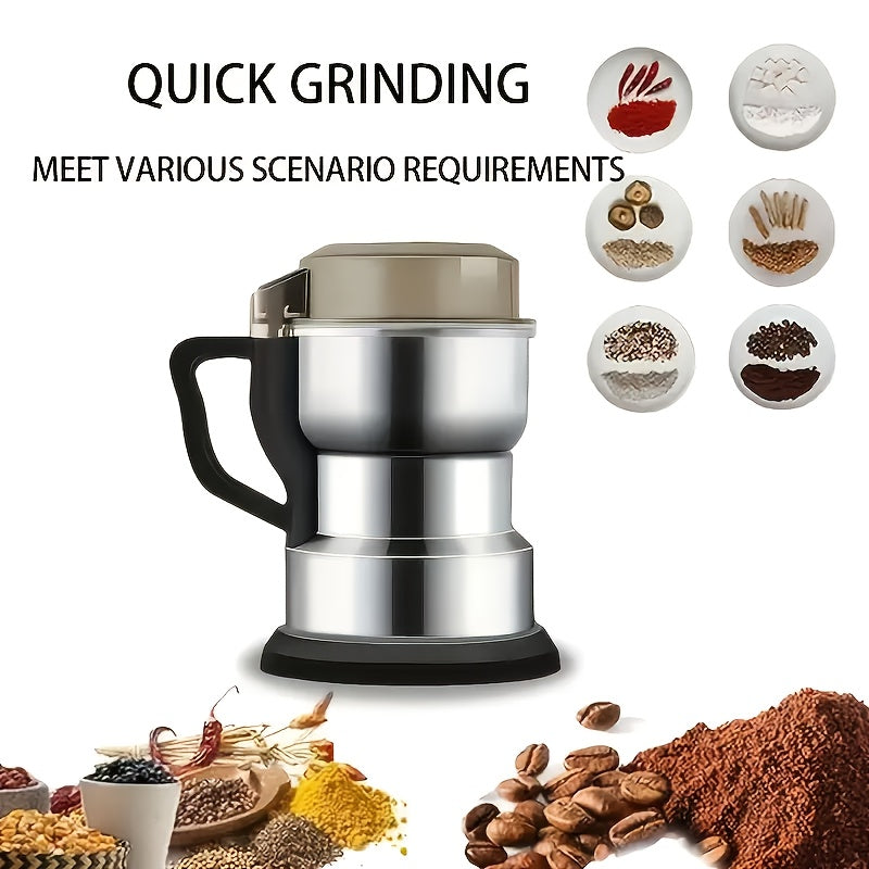 1pc Electric Coffee & Grain Grinder with High-Speed Motor (2500 RPM) & Heavy-Duty Stainless Steel - Fast Grinding for Espresso, Coffee Beans, Tea Nuggets, Spices - Suitable for Home Brewing, Modern Kitchen Appliance