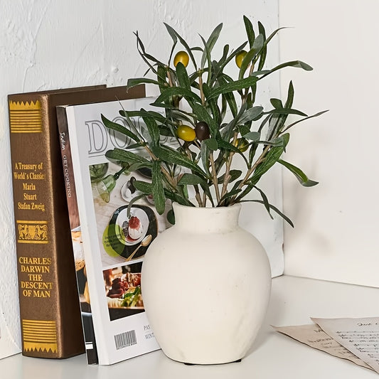 Handcrafted Boho Ceramic Vase | Cylindrical Shape with Unique Texture, White Inner Wall, Versatile for Wedding Decor, Living Room, and Bathroom, Ideal for Fresh and Dried Flowers