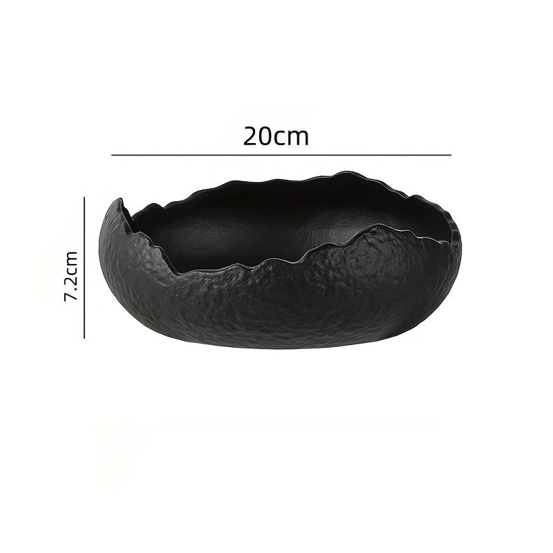 Wave-Edge Ceramic Plate (7.87") – Modern Textured Serving Plate, Microwave Safe