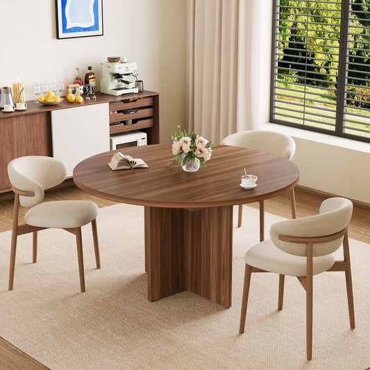 Extendable Round Dining Table – 43.3” to 59” Walnut Space-Saving Kitchen & Dining Table