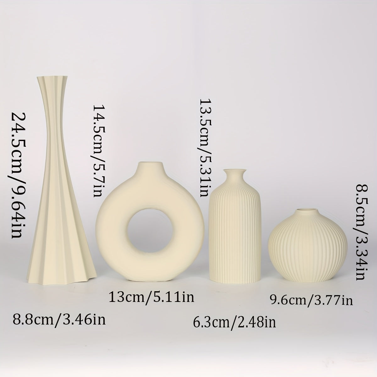 [Bohemian Vase] 4pcs Bohemian Style Vase Set | Round Plastic Vase for Dry Flower Bouquets, Home and Office Desktop Decoration, Holiday Gifts