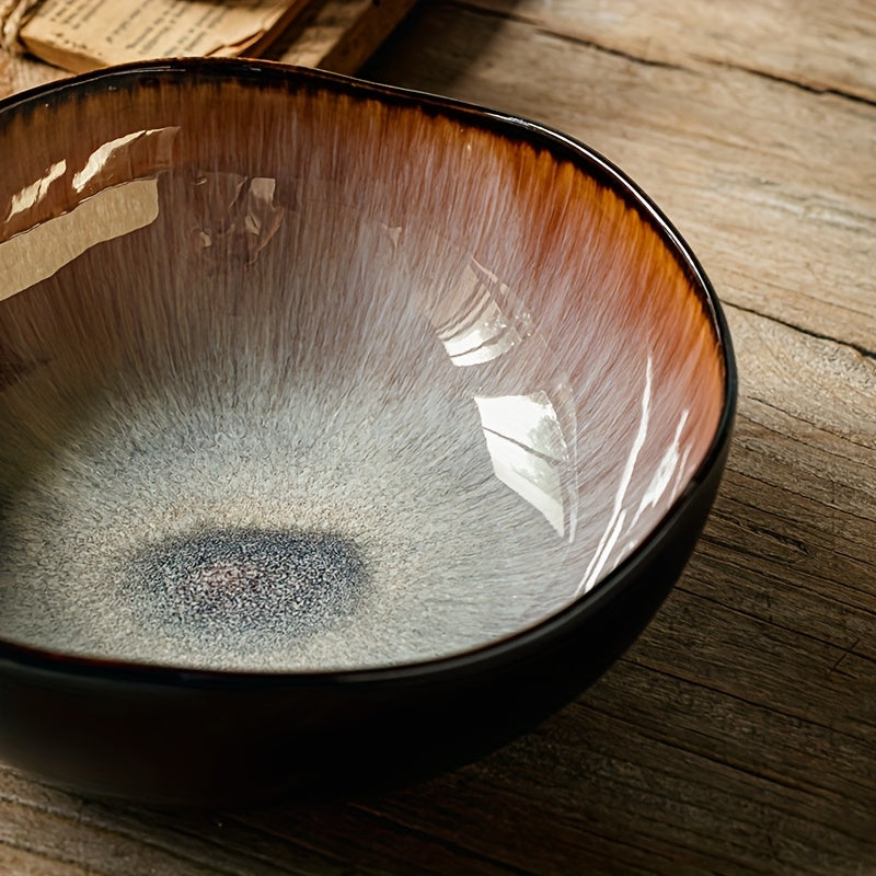 Azure Flame Asymmetrical Ramen Bowl (1 Piece) – Extra-Thick Restaurant-Grade Ceramic