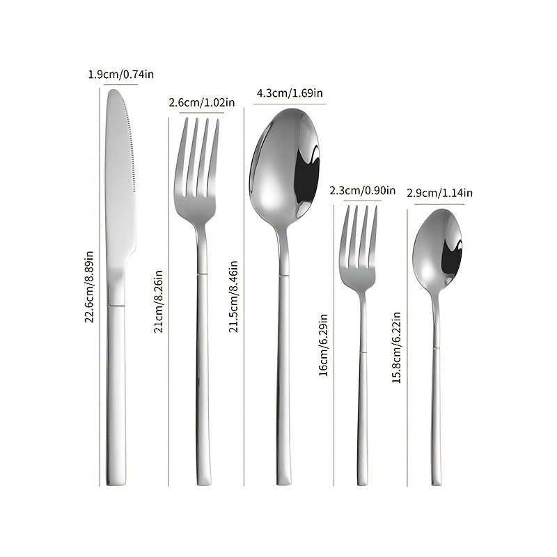 30pcs Silverware Set Service for 6, Premium Stainless Steel & Mirror Polished Flatware Set, Include Fork, Knife, Spoon, Suitable for Home, Kitchen, Restaurant, Durable and Corrosion Resistant, Dishwasher Safe