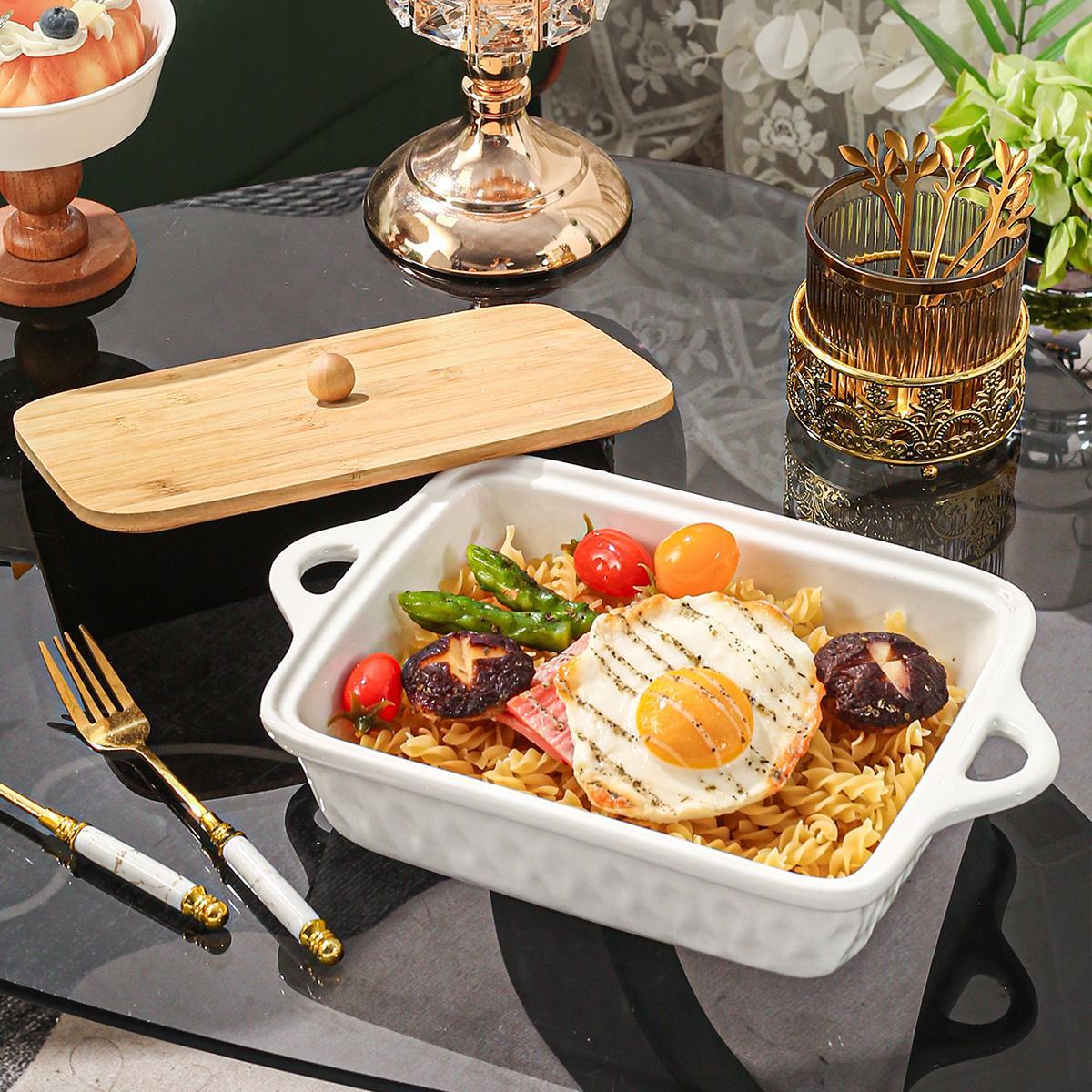 Ceramic Baking & Serving Set (1 Set) – Oven-to-Table Cooking Dish with Heat-Insulated Holder