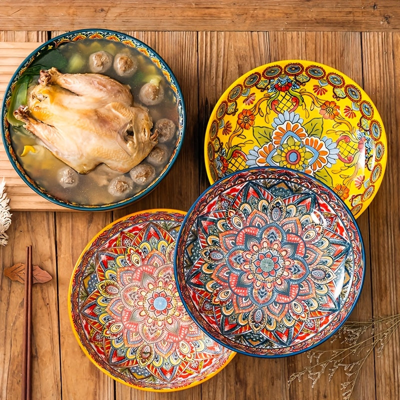 Bohemian Yellow Ceramic Dinnerware Set (6 / 8 Pieces) – Microwave, Oven & Dishwasher Safe