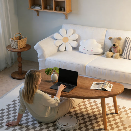 Minimalist Solid Wood Coffee Table – Natural Wood Grain Center Table