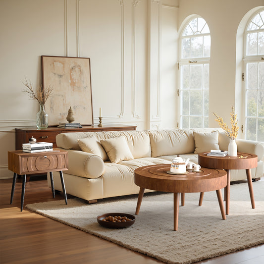 Round Nesting Coffee Table Set (2-Piece) – 31.5” & 21.8” Modern Side Tables